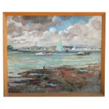 Eustace P E Nash - The Green Sail, Poole Harbour - oil on canvas, signed lower right, framed, 59