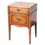 A George III style mahogany bedside chest with single drawer above a cupboard, on square tapering