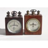 Two Edison & Swan amp meters, one marked No. 22019 1918, in mahogany cases, 9 cm 3½ inches wide (2)