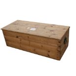 A large pine blanket box, 111cms (43.75ins) wide.