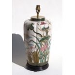 A Japanese Satsuma table lamp together with a Chinese vase and cover.Condition ReportCrazing to