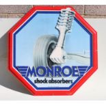 A Monroe shock absorbers pictorial advertising octagonal plastic sign, 79 x 79 cm, 31 x 31 inches