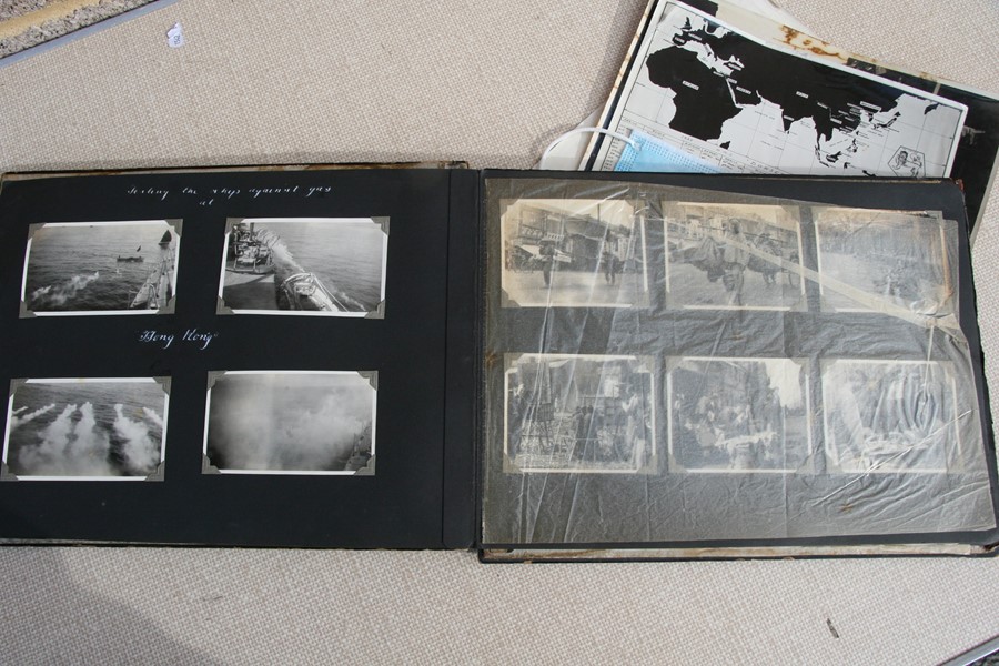 A 1930's black lacquer photograph album containing Japanese and Chinese black and white - Image 19 of 27