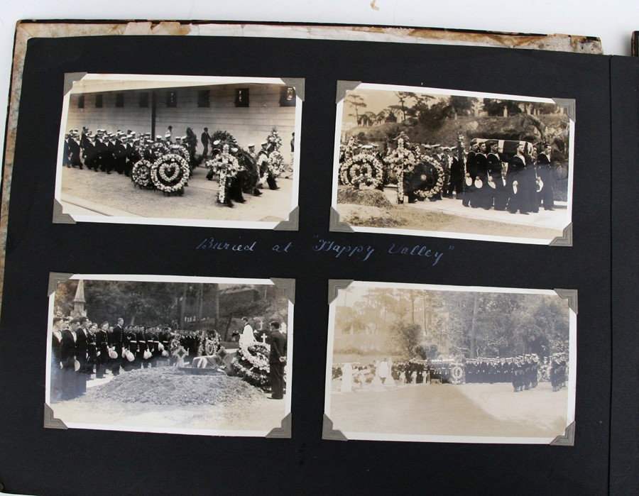 A 1930's black lacquer photograph album containing Japanese and Chinese black and white - Image 5 of 27