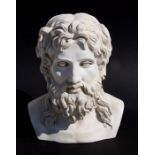 A contemporary head and shoulder bust of the Greek God Zeus, approx 28cms (11ins) wide.
