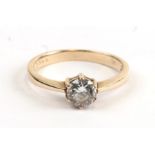 A 9ct gold cubic zirconia solitaire ring, approx UK size 'K'.