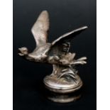 A E Lejeune Accessory car mascot in the form of a duck rising, mounted on a radiator cap, approx