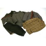 A Norfolk tweed shooting jacket, a tweed coat plus fours, a Barbour waistcoat and other similar