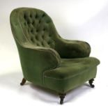 An Edwardian button back upholstered tub chair.Condition ReportFrame solid but could do with being