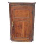 A George III oak corner cabinet with single panelled door, 66cms (26ins) wide.