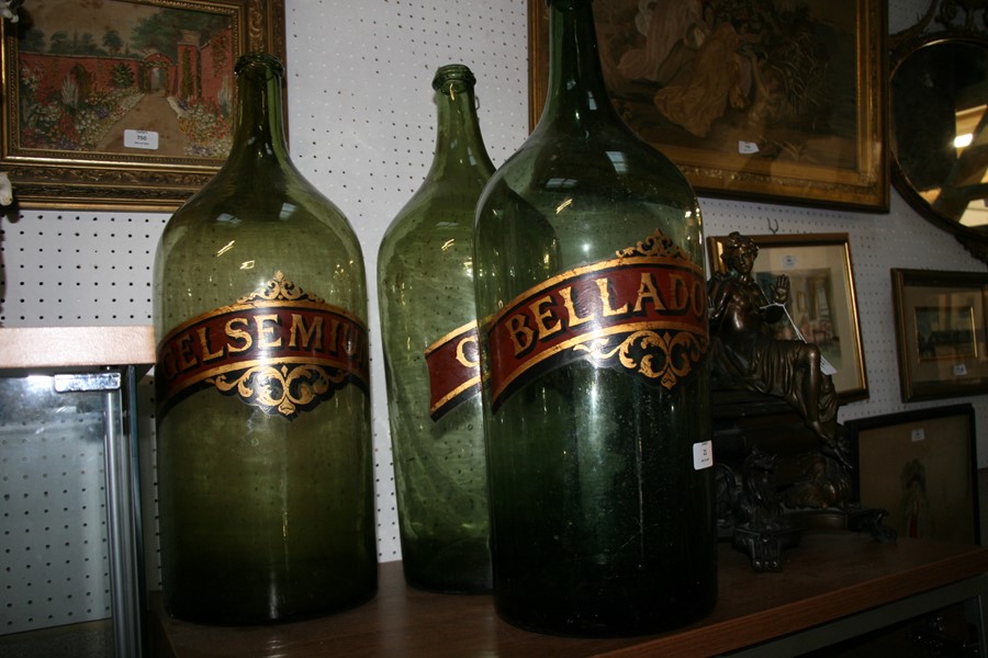 Three large glass chemist jars - Belladonna, Gelsemium and Calendula - each 61cms (24ins) high (3). - Image 3 of 6