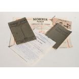 A Morris Minor (Series MM) operation manual, a lubrication chart, a road test report and an