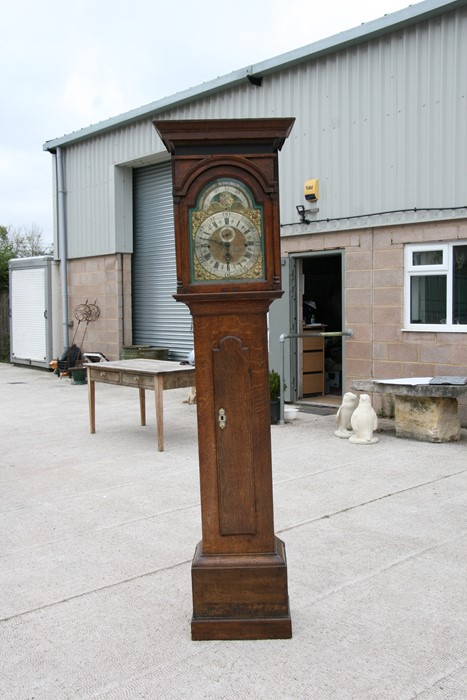 A longcase clock, the 30cm brass square arched dial with phase of the moon subsidiary seconds - Image 5 of 7