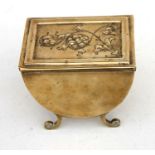 A late 19th / early 20th century Arts & Crafts brass tea caddy by Henry Loveridge, the hinged