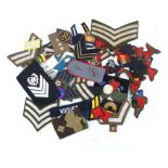 Approximately One Hundred (100) assorted mainly Military cloth badges