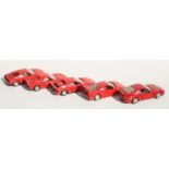 Five Burrago 1:18 scale Ferrari models, F40, 288 GTO, Testarosa, 348 GT and 456 GT