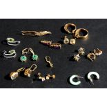 A group of silver and silver gilt gem set dress earrings