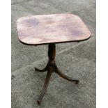 A 19th century mahogany rectangular topped occasional table on turned column and tripod base,
