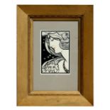 20th century English school - a head & shoulder portrait of an Art Nouveau lady, pen & ink, framed &