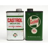 An original Wakefield Castrol Motor Oil XL50 one quart oil can, and another, Castrol Gear Oil