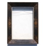 An early 19th century rosewood picture frame with painted decoration, 48 by 33cms (19 by 13ins),