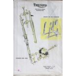 An original Triumph poster, depicting a cut-away image of telescopic front forks, front hub and