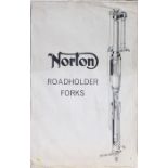 An original Norton poster, depicting a cut-away image of Roadholder Forks, printed by Ken Pharaoh