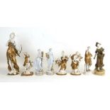 A group of Capodimonte and similar porcelain figures, mainly classical characters, the largest 42cms