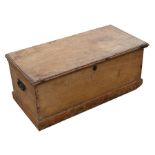 A bleached mahogany blanket box with internal candle box, with inscription 'Joseph Mackett Made This