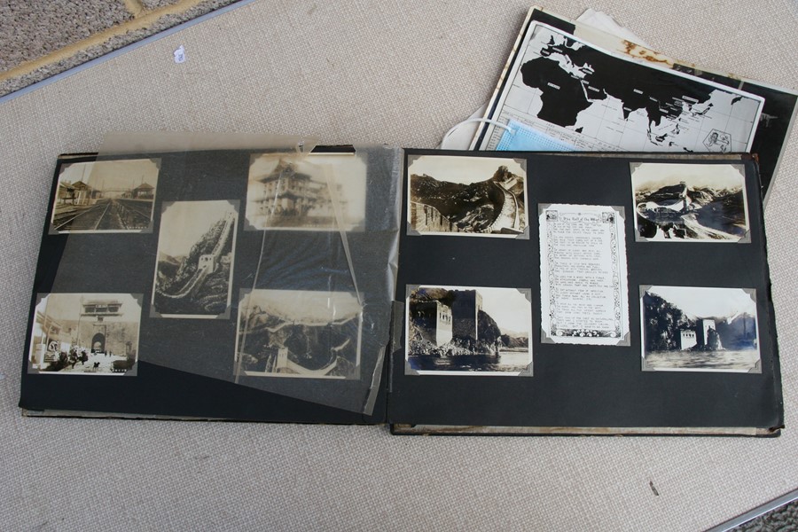 A 1930's black lacquer photograph album containing Japanese and Chinese black and white - Image 23 of 27