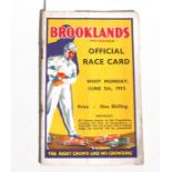 An original Brooklands official race card, Whit Monday June 5th 1933