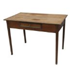 A French pine side table with single frieze drawer, on square tapering legs, 97cms (38ins) wide.