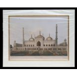 A modern print of a coloured engraving - Mosque at Lucknow - mounted but unframed, 60 by 46cms (23.5