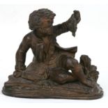 A Victorian gilt spelter figure of a young boy with a rifle, 16cms (6.25ins) high.