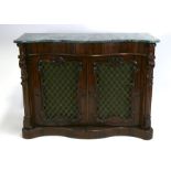 A Victorian rosewood serpentine fronted chiffonier with figured green marble top, 121cms (47.5ins)