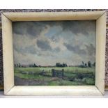 Mark Meade (20th century British) - Rural Landscape Scene -oil on board, framed, 29 by 24cms (11.5