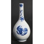 A Chinese blue & white bottle vase decorated figures within panels, 22cms (8.75ins) high.Condition
