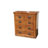A late 19th century walnut chest of drawers with two short and three long drawers, on a plinth base,