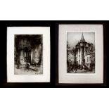 Hedley-Fitton (British 1859-1929) two engravings depicting classical buildings, both signed in