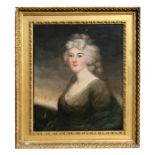 19th century English school - Portrait of a Lady with a Green Sash in her Hair - oil on canvas,