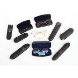 A collection of antique spectacles and pince- nez.