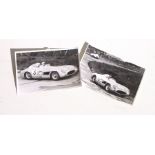 Two original Geoffrey Goddard monochrome photographs of Juan Manuel Fangio and Stirling Moss,