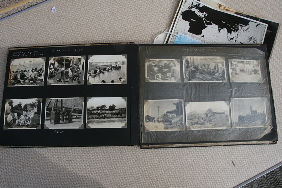 A 1930's black lacquer photograph album containing Japanese and Chinese black and white - Image 20 of 27