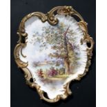 A Victorian S Fielding & Co pottery plaque depicting Trentham Hall, the seat of the Duke of