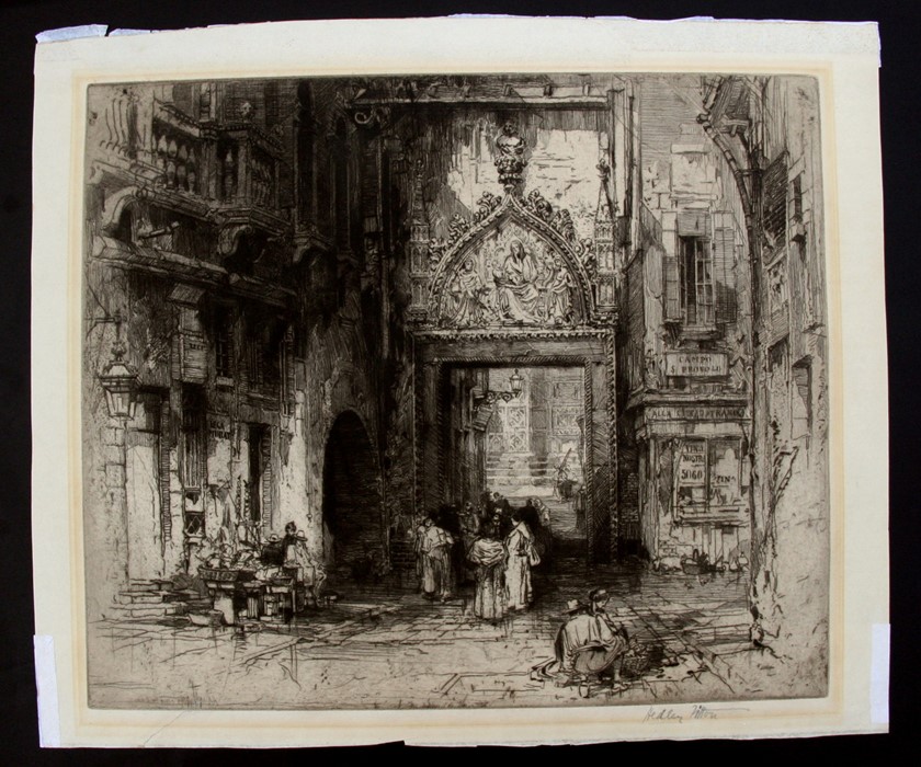 Hedley-Fitton (British 1859-1929) two engravings depicting classical buildings, both signed in - Image 3 of 3