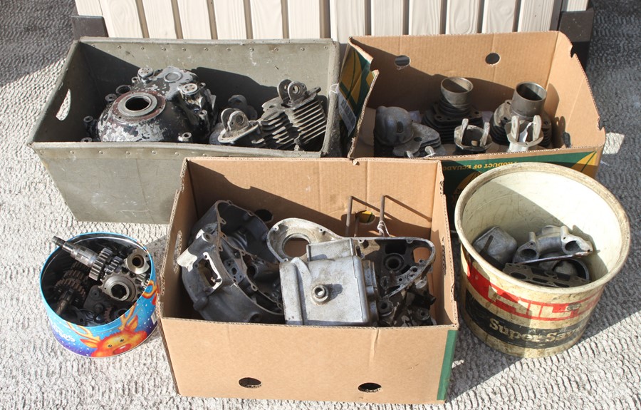 Assorted Matchless G9 and other Matchless spares including crank case, cylinder heads, valve gear,