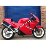 A 1991 Ducati 851 Superbike, registration number H794 AAB, red. This collector’s Ducati was
