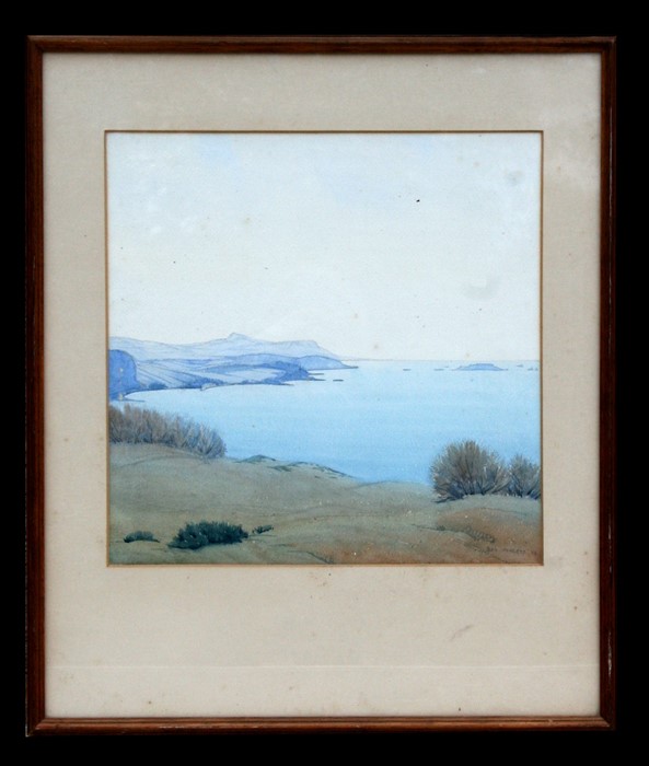 Jean Howlett - Coastal Scene - watercolour, signed & dated 1943 lower right, framed & glazed, 37