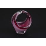 A Paul Kedelv coquille pink Studio glass vase, signed, 8cms (3.4ins) wide.