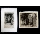 Hedley-Fitton (British 1859-1929) two engravings depicting classical buildings, both signed in